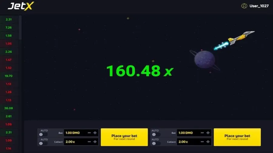 Galaxy Jackpot ativado no JetX durante uma rodada normal